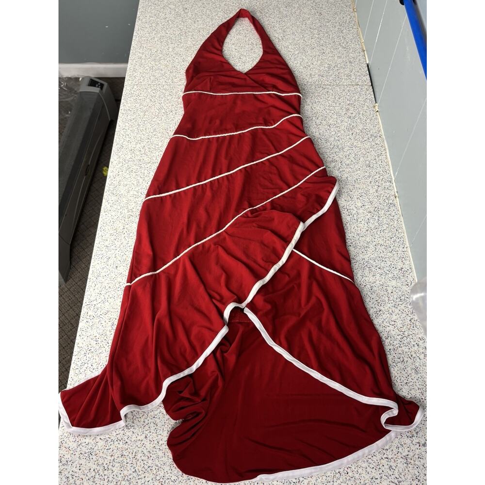 Vintage 90’s YVES Women’s Asymmetrical Halter Style Dress Red Punk Rock Ska 2